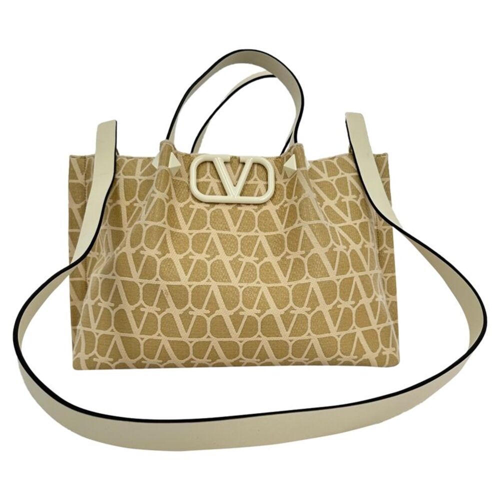 Valentino Garavani Medium Toile Iconographe Tote Bag in Beige Raffia